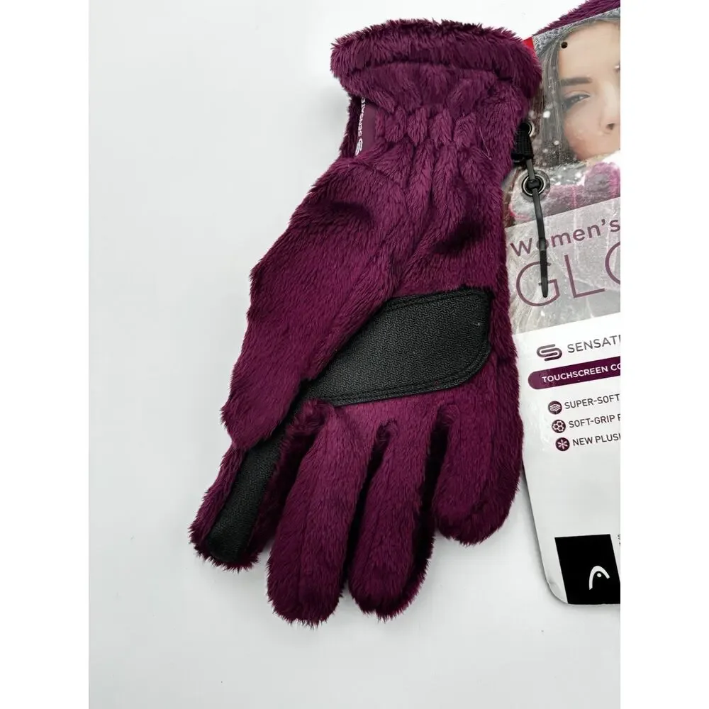 New. Head Sensatec Gloves Purple Medium Women's Faux Fur With Grip New With Tags
